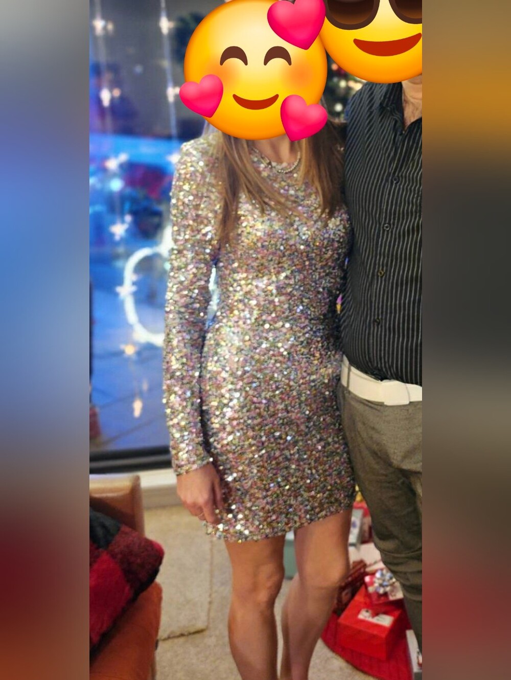 ✨️Icone Par Simons Sparkly Sequin Long Sleeve Dress Size Medium